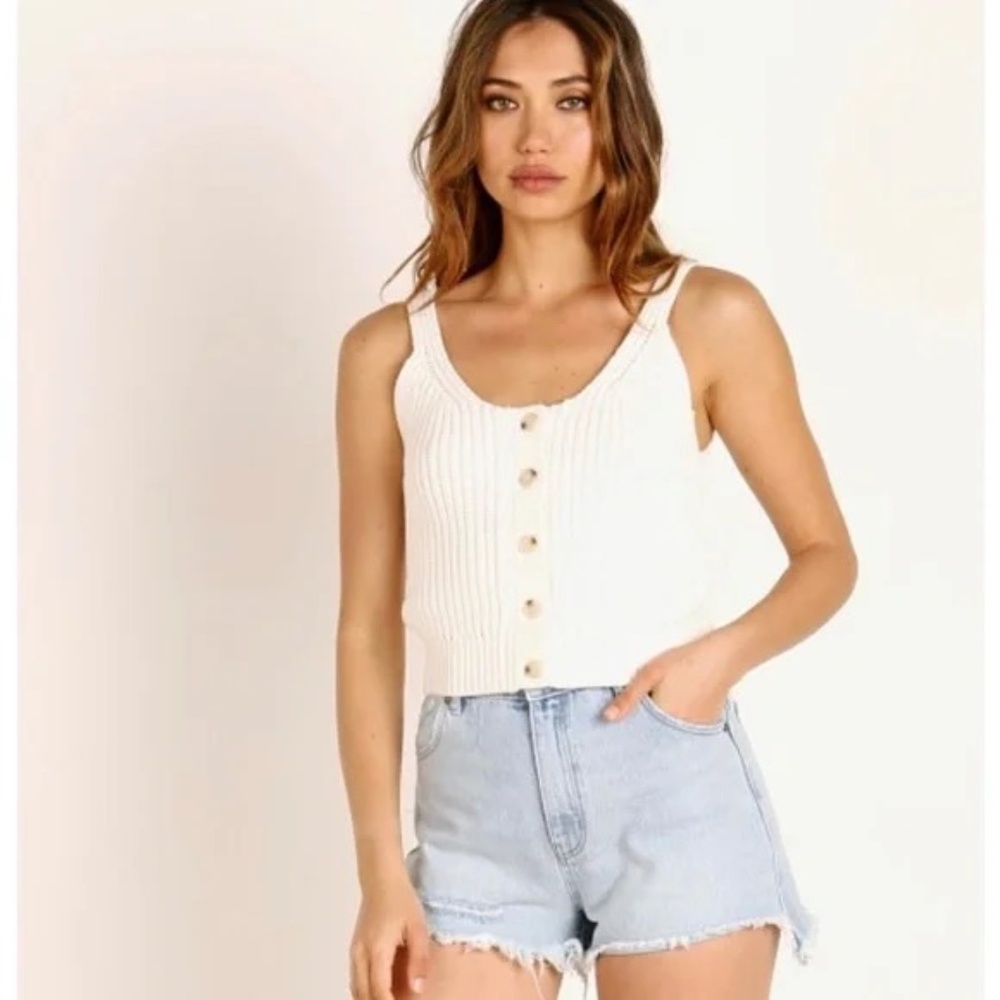 🤍 Rolla’s Knit Cropped Button Tank Top | Size S 🤍